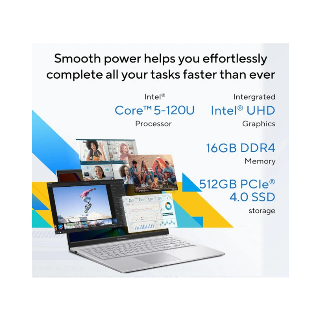 Asus Vivobook 15 X1504VAP-BQ224WS | 16GB/512GB/SSD |  16:9 Aspect Ratio | 60Hz Refresh Rate | 720p HD Camera With Privacy Shutter | Bluetooth® 5.2 | Intel® Core™ 5 Processor