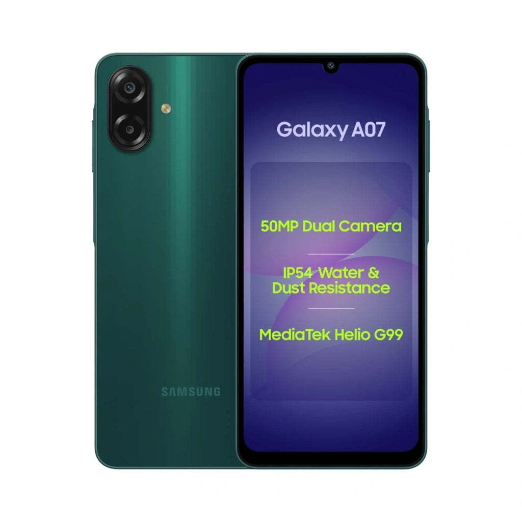 Samsung A07 | 6.7 inches LCD Display 90Hz Refresh Rate | MediaTek Dimensity 6300 | 50MP Main Camera | 8MP Front Camera | 5000mAh Battery