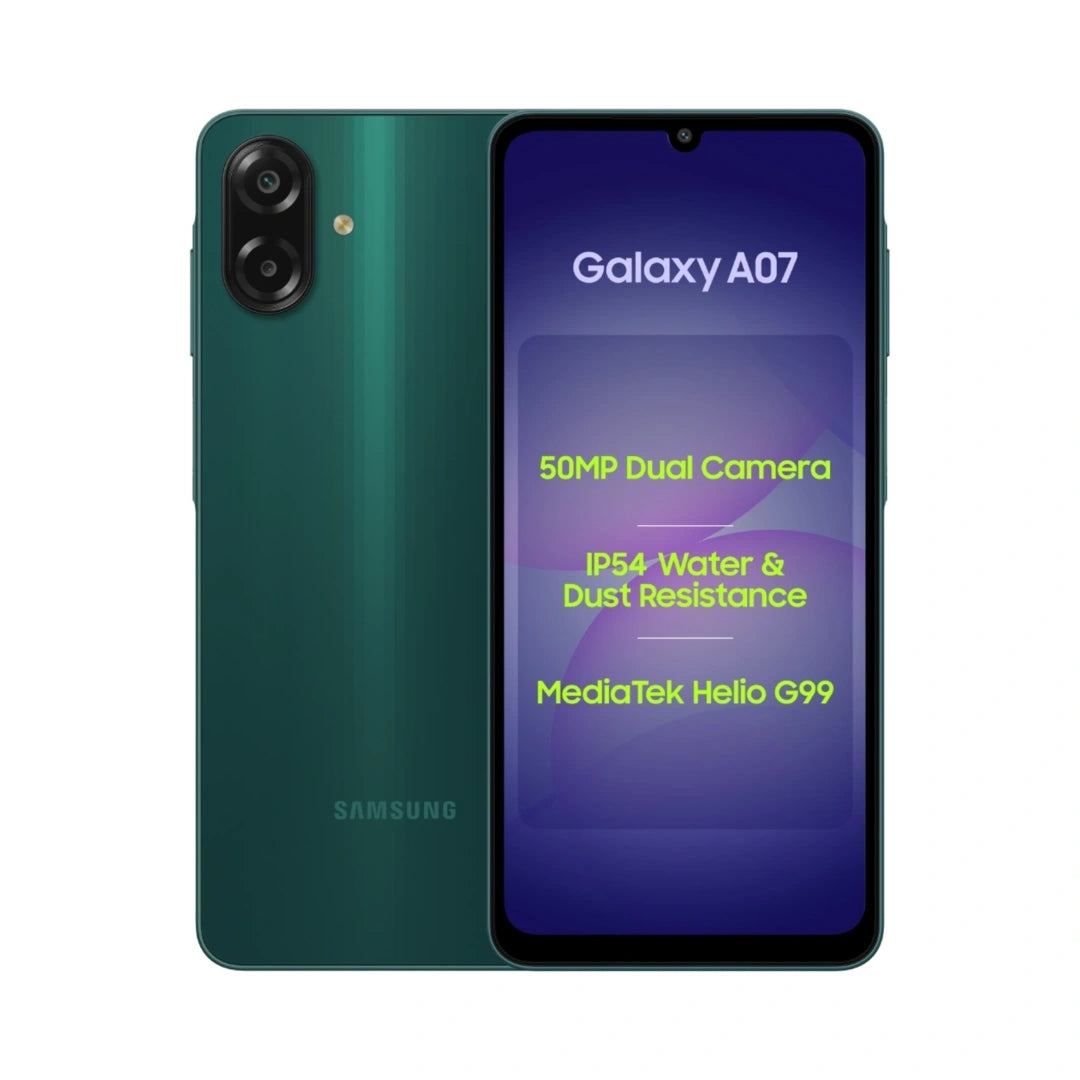 Samsung A07 | 6.7 inches LCD Display 90Hz Refresh Rate | MediaTek Dimensity 6300 | 50MP Main Camera | 8MP Front Camera | 5000mAh Battery