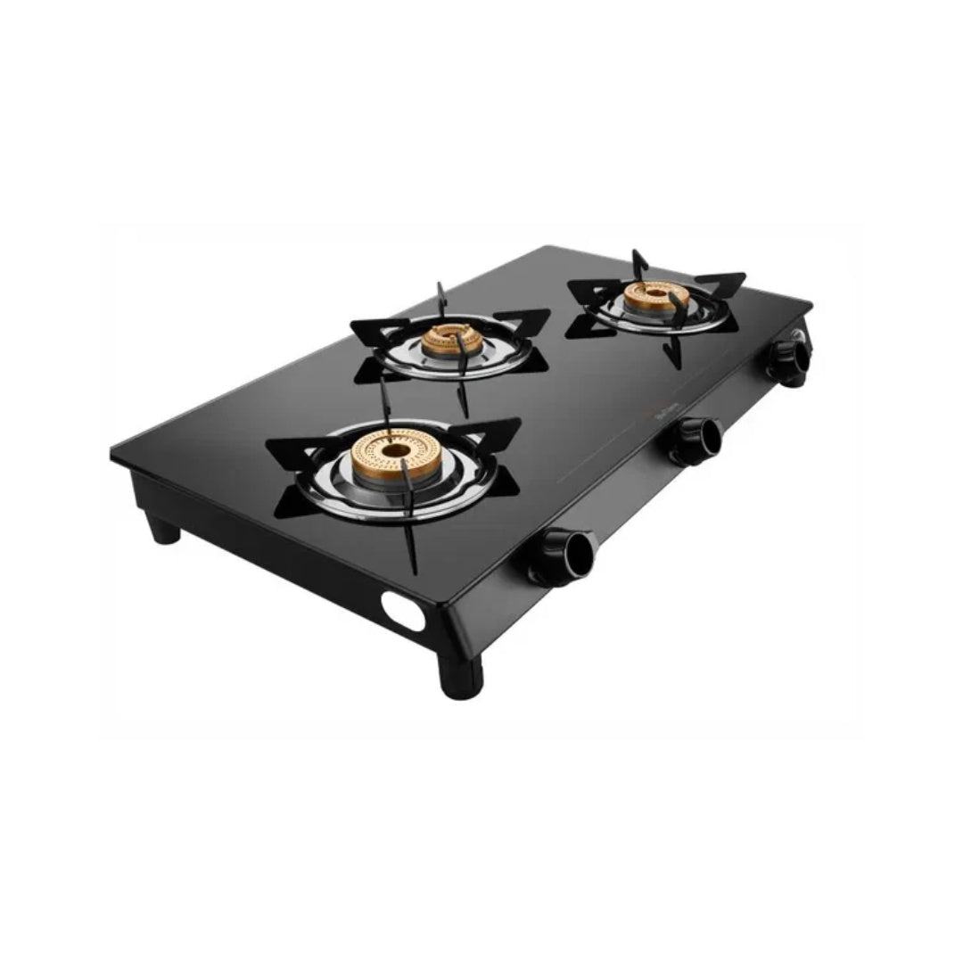 Preethi Bluflame Sparkle Power Duo 3 Burner Gas Stove |  Gear Guided Power Burner | Swirl flame technology | 72+% Thermal Efficiency | Lifelong Free Service