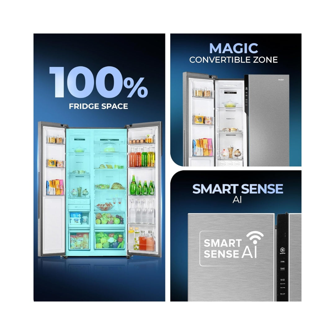 Haier 602L,Side By Side Frost Free Refrigerator | Expert Inverter Technology | Deo Fresh Technology | WiFi Enabled