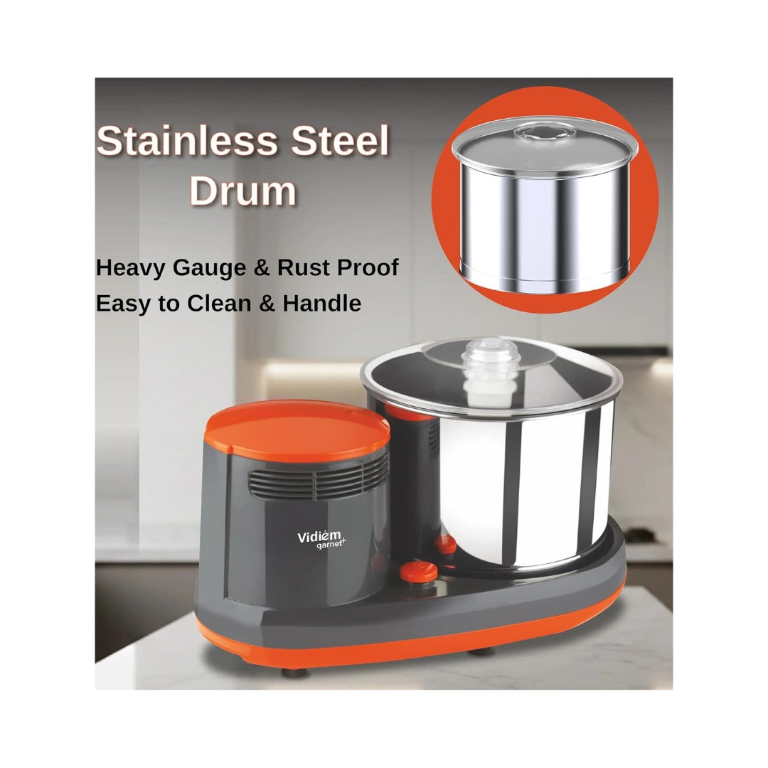 Vidiem Garnet Plus 2 Litre Table Top Wet Grinder | Sturdy High Quality ABS Body |  Anti Slip Belt & Vibration and Noise Free