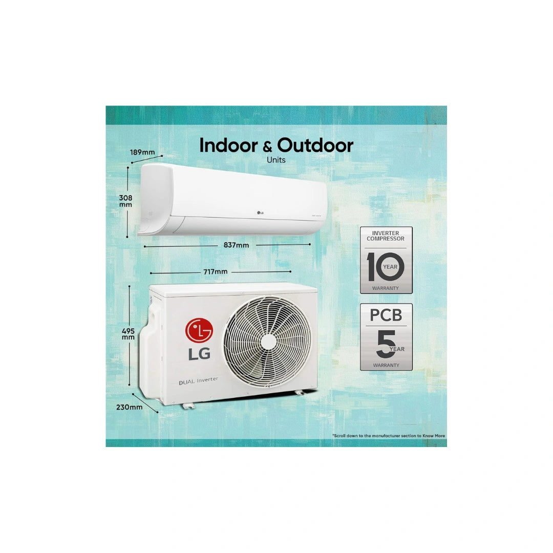 LG 1.5 Ton 3 Star AI Convertible 6 in 1 DUAL Inverter Split AC |  Artificial Intelligency cooling mode