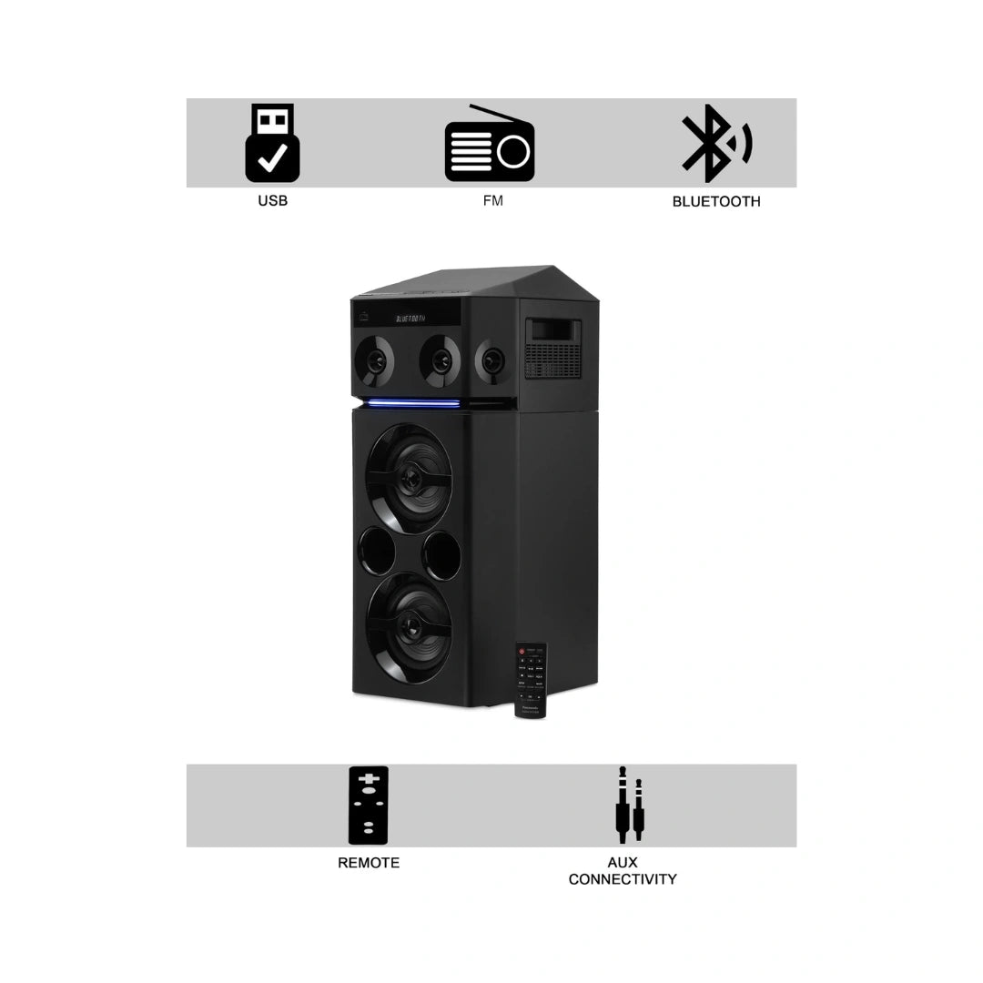 Panasonic | Party Speaker | 2way 3 Speaker System | AIRQUAKE BASS | 13 cm Woofer | Stereo mode power – 300W