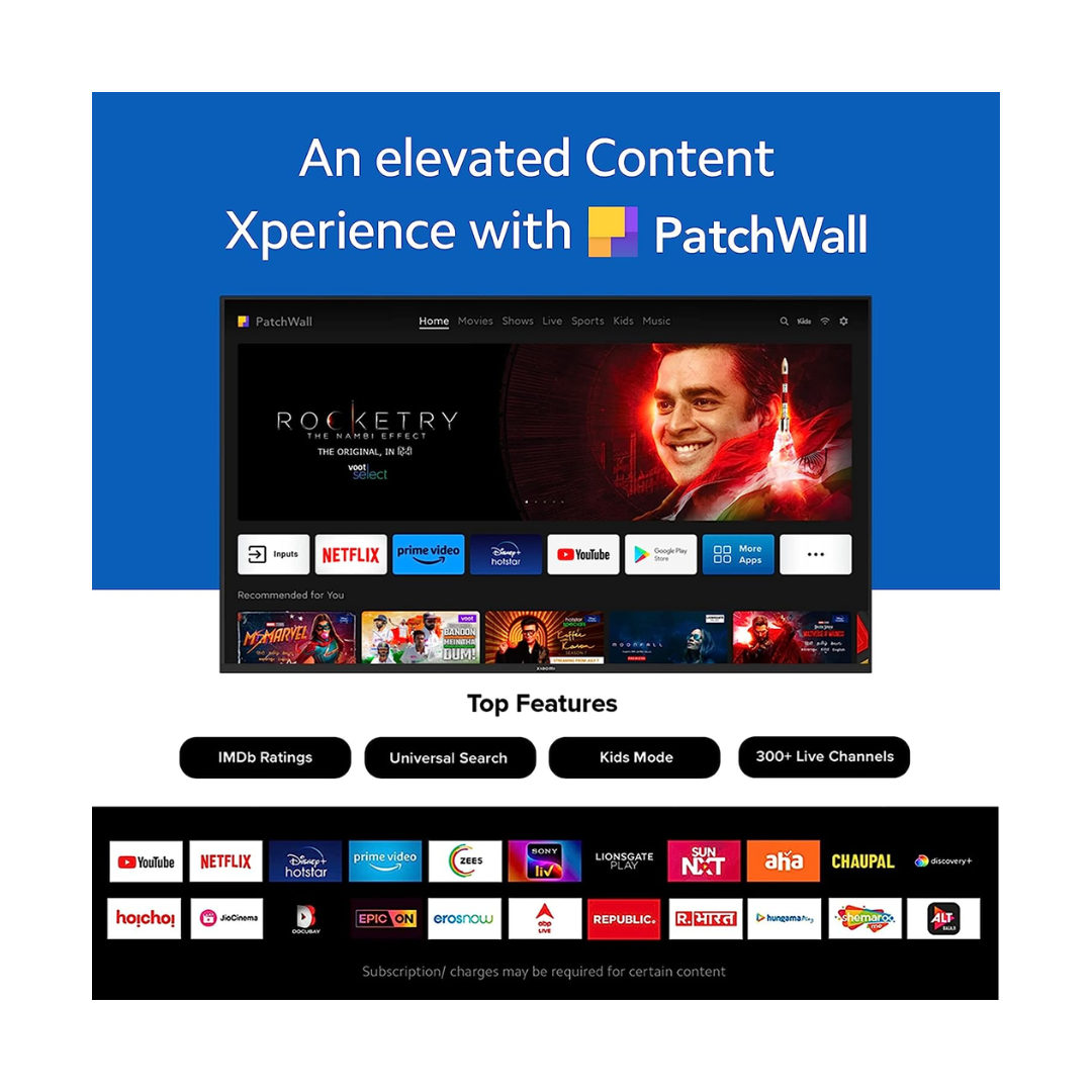 Redmi X Series 43 inches - Smart TV - PatchWall Features