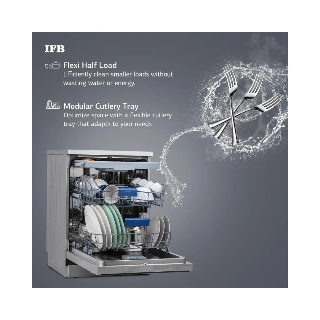 IFB 15 Place Setting Dishwasher with 360° Spray Arm and 70° Hot Wash with Steam