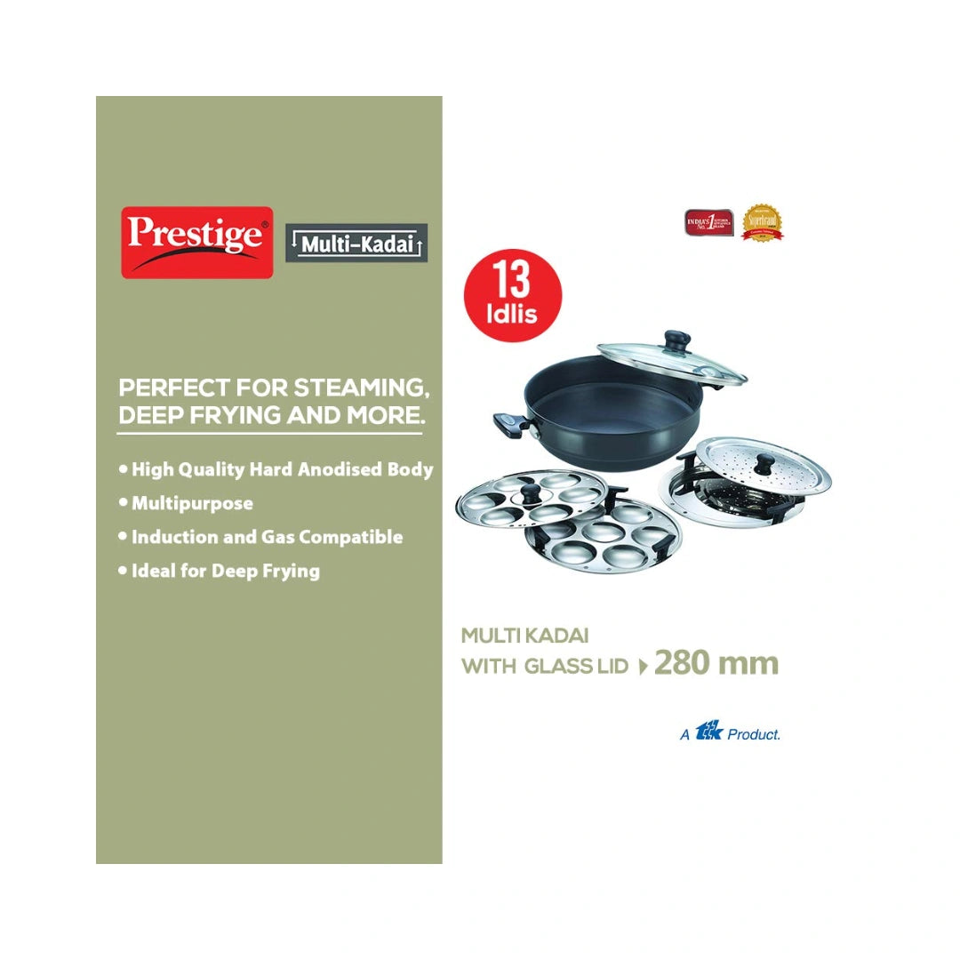 Prestige Aluminium Multi Kadhai | Induction & Standard Type | Hard Anodized Material