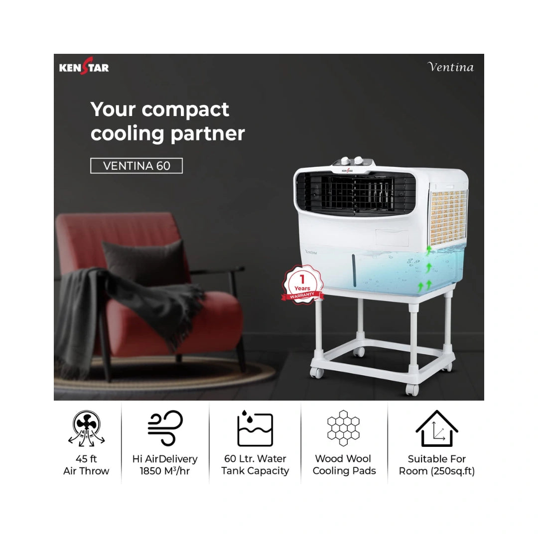 Kenstar Ventina 60 Window Air Cooler for Home - Inverter Compatible | POWER-PACKED PERFORMANCE | COST-SAVING COOLING | CHILL YOUR SUMMERS |