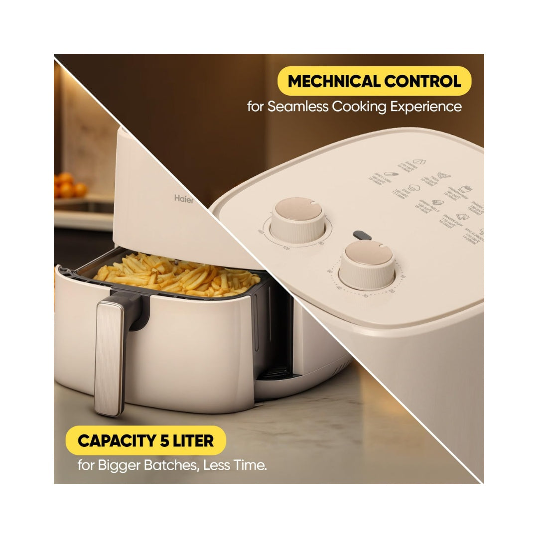 Haier 5L Air Fryer with 3 D Hot Circulation |  Easy Control Knob | 3D Hot Air Circulation |  1500W Power