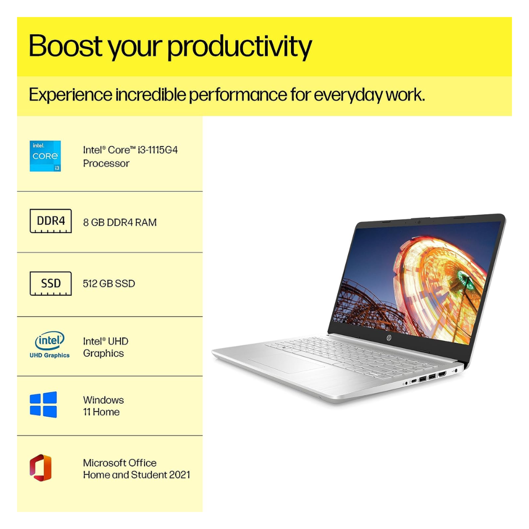 HP 14s-DQ2649TU (Intel/ Core i3/ 11th Gen/ 8GB/ 512GB SSD/ Win 11) Laptop