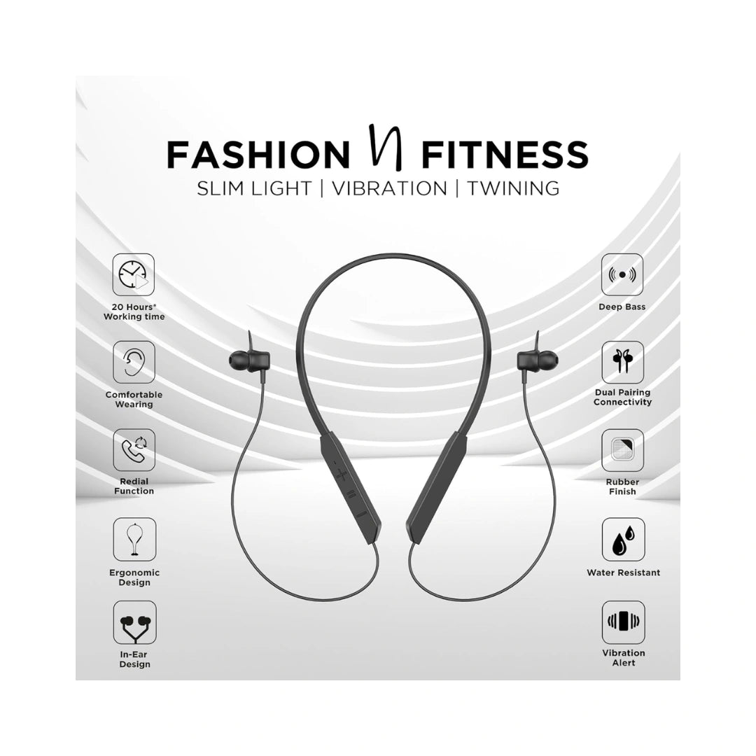 GIZMORE MN218 SLIMX Neckband | 20 Hours Playtime | Dual Pairing | Deep Bass | Water Resistant Earphone