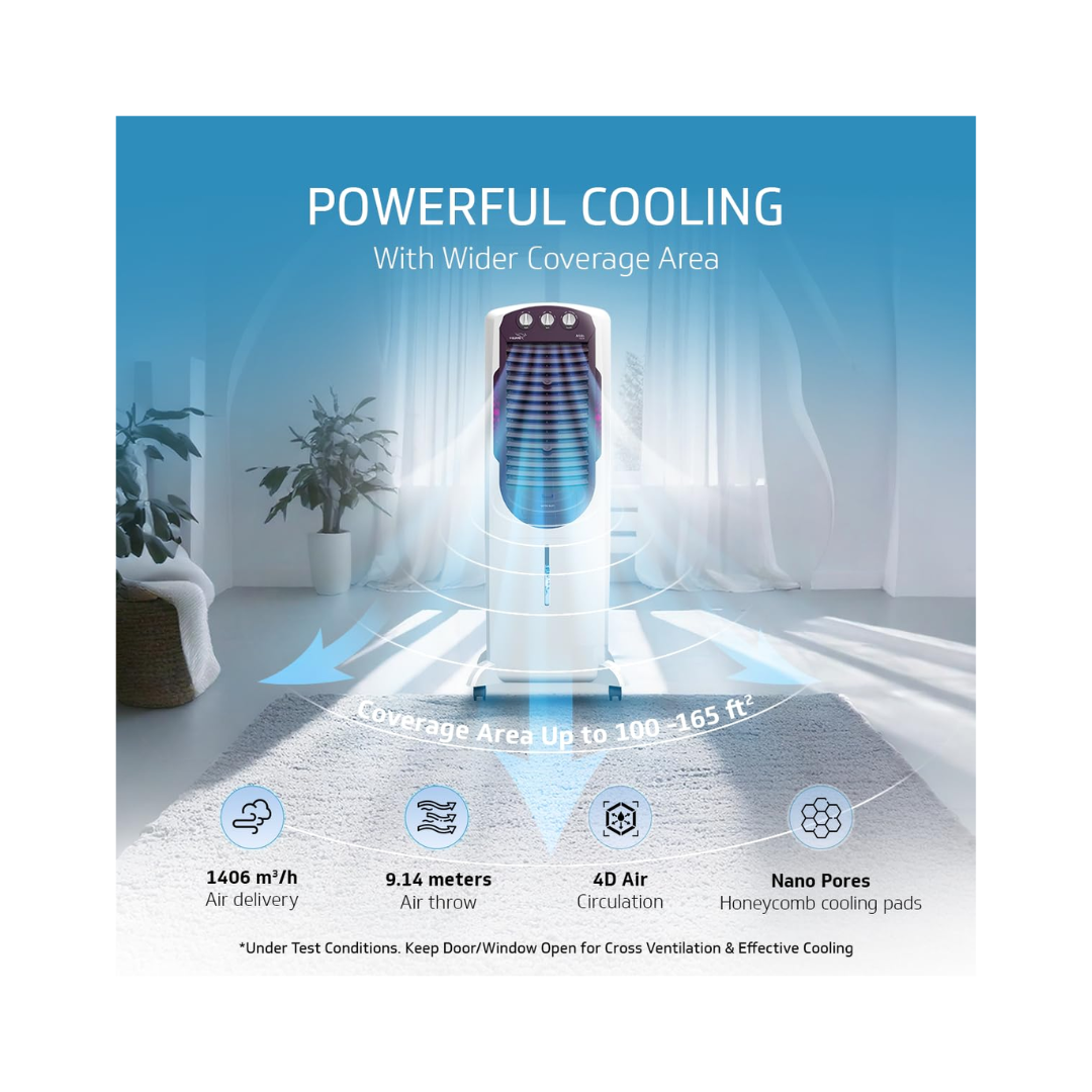 V-Guard Air Cooler | HANDLES FLUCTUATIONS | EXTRA PROTECTION | PERFORMANCE | Longer Air throw distance