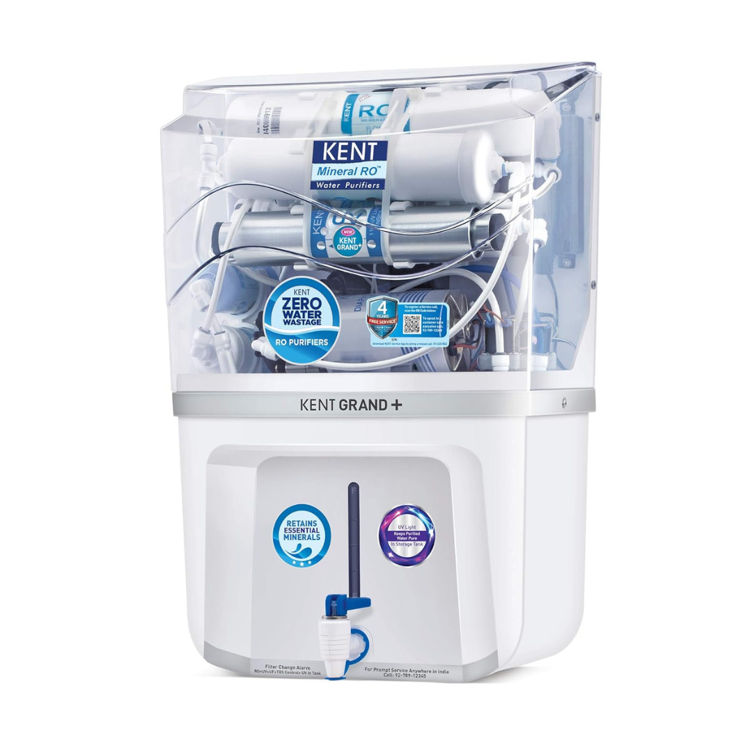 KENT Grand Plus-Black RO Water Purifier | Multiple purification by RO+UV+UF +TDS |  UV LED protection