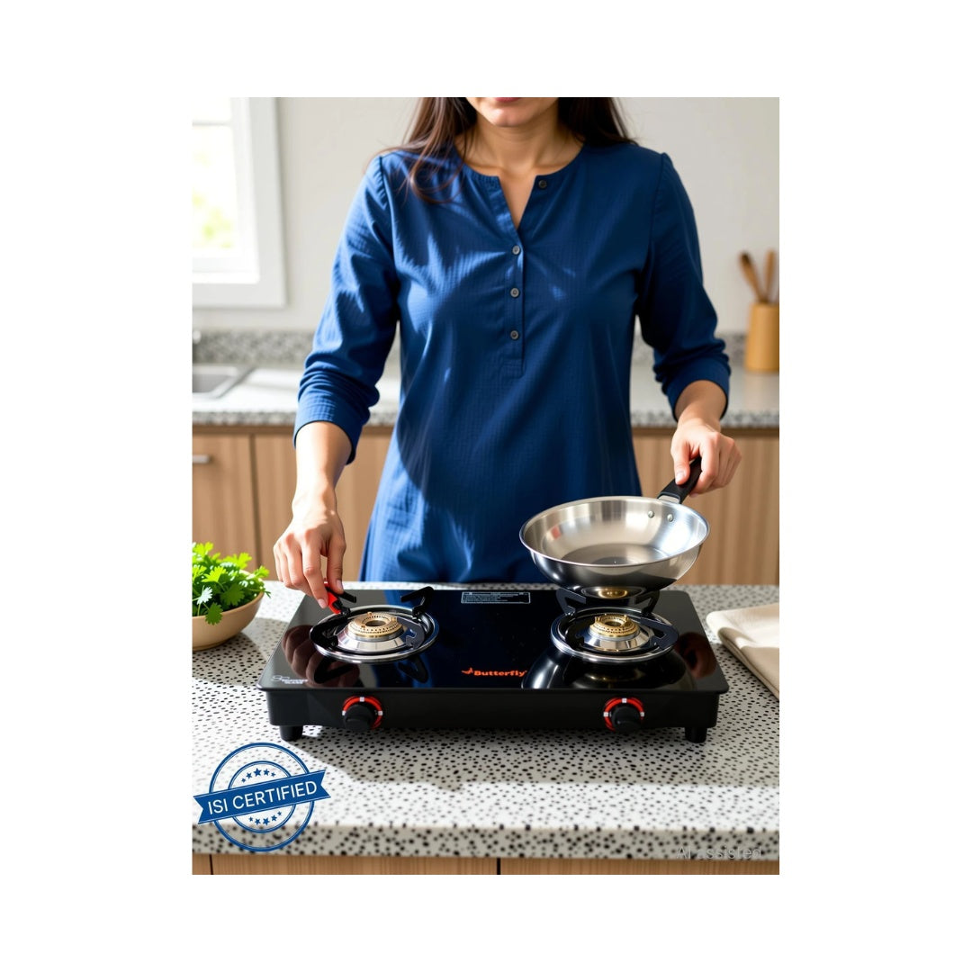 Butterfly Duo 2 Burner Glasstop Gas Stove