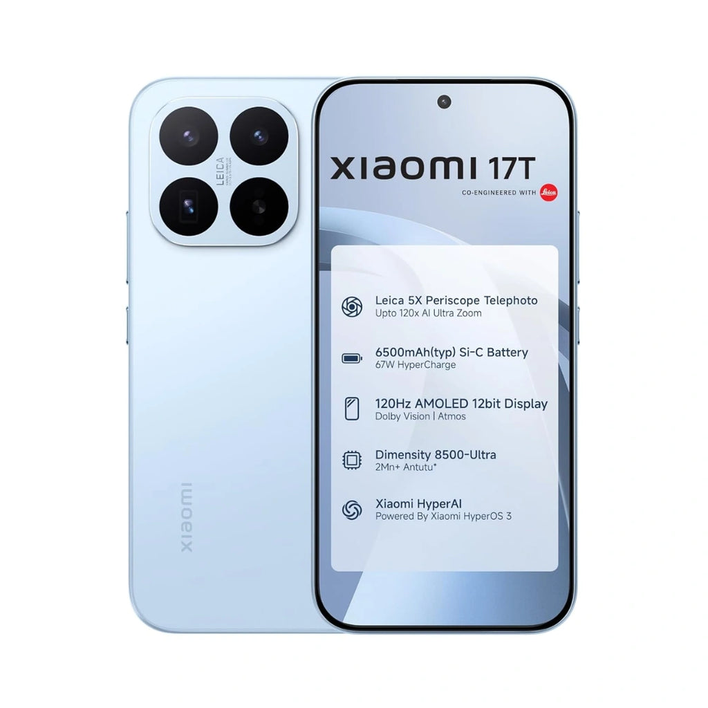 Xiaomi 17T | 6.59 inches 120Hz AMOLED Display | Corning Gorilla Glass 7i Protection | MediaTek Dimensity 8500-Ultra4nm | 50MP Triple Camera | 32MP Front Camera | IP68 Water & Dust Resistance | 6500mAh Battery