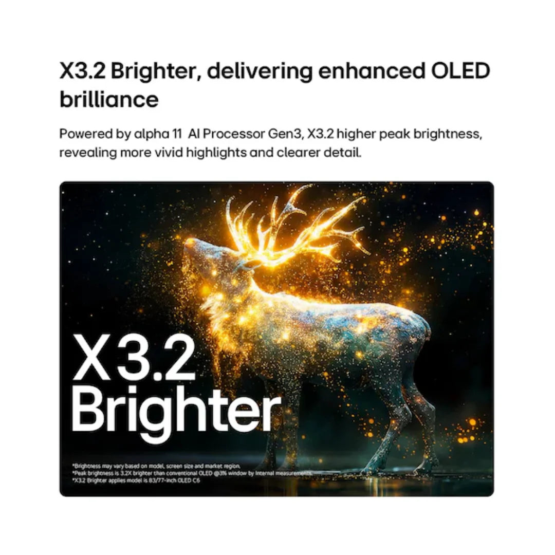 LG 77 inch OLED77C6PLA.ATR | Alpha 11 AI Processor 4K Gen3 with Dual AI Engin | Dolby Vision | webOS 26 | Alpha 11 AI Sound Pro | 120Hz Refresh Rate