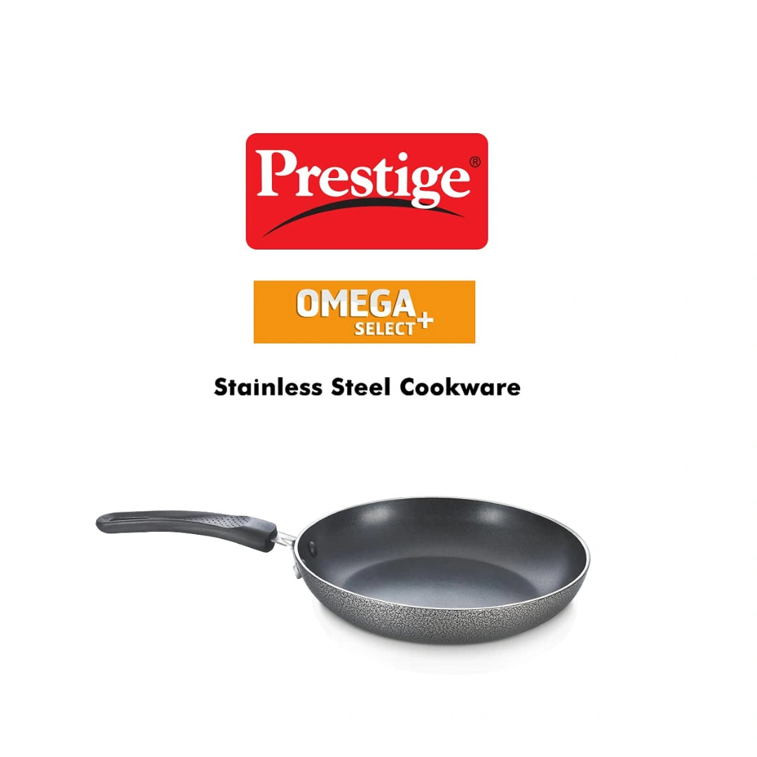 Prestige Omega Select Plus Non-Stick Aluminium Fry Pan | Residue Free Cooking | 3 Layer Non Stick Coating | Sturdy Handles