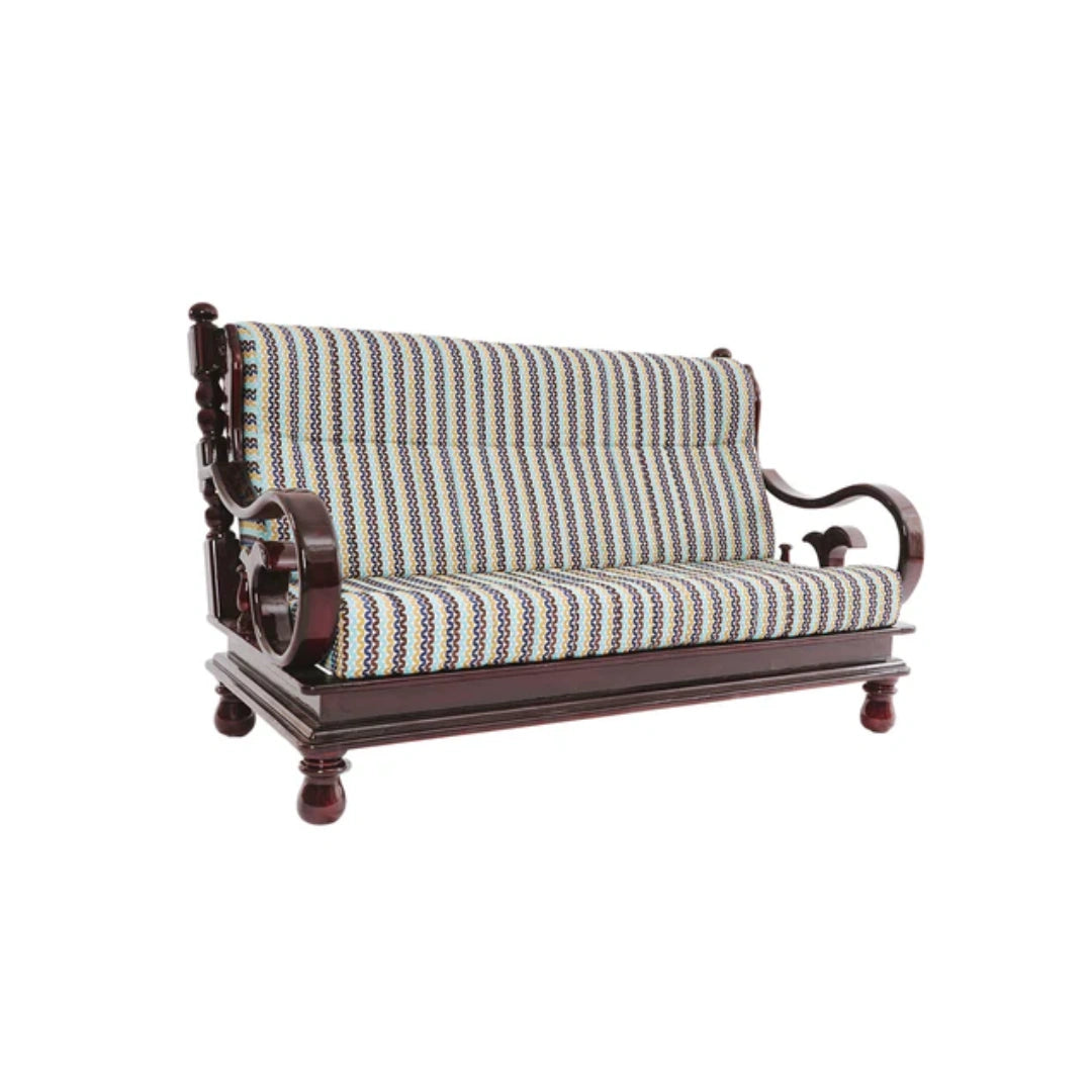 Heritage Meanwal 3 + 1 + 1 Teakwood Sofa | Premium Fabric | Teak Wood |