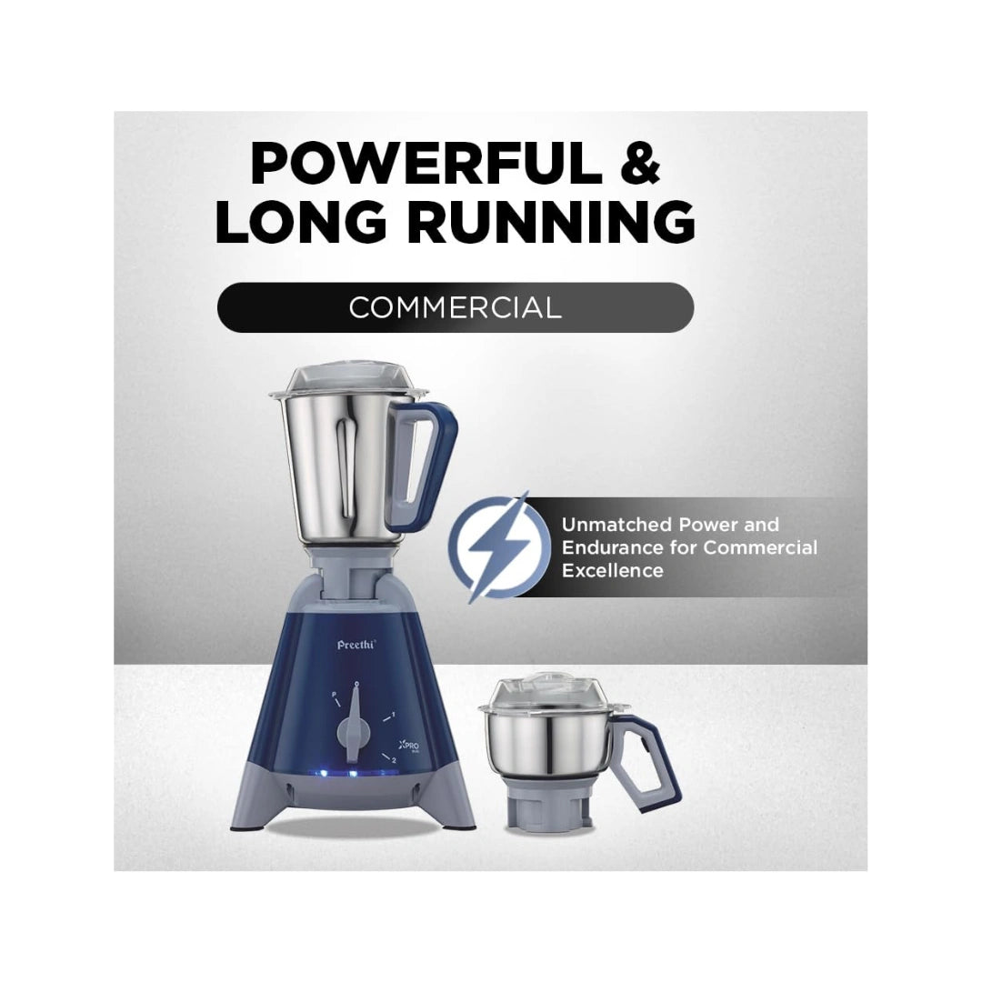 Preethi Xpro Duo MG 198 Mixer Grinder, 1300W | A.B.S Body Material | Rotary Switch with 3 Speed and Pulse