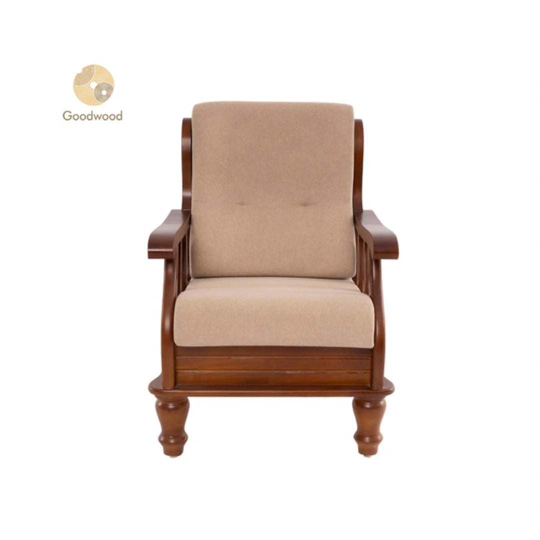 Goodwood JK-HIGH BACK 3+1+1 Sofa | Premium Fabric | Frame Material: Rubber Wood |