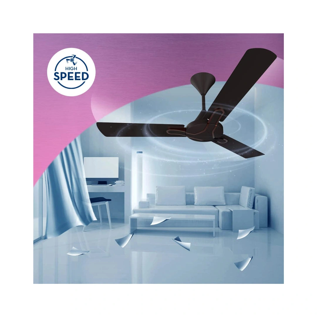 Crompton High Speed Gianna Ceiling Fan | Walnut Brown | Regulator Compatible |