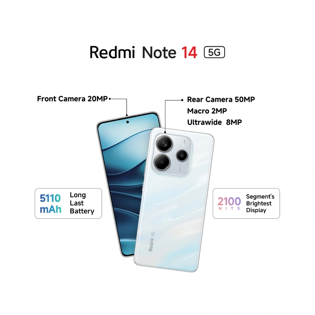 Redmi note 14 5G Mobile Phone | MediaTek Dimensity 7025 Ultra Chipset | AmOLED Display | 50MP Camera | 5110mAh Battery | 5G smartphone