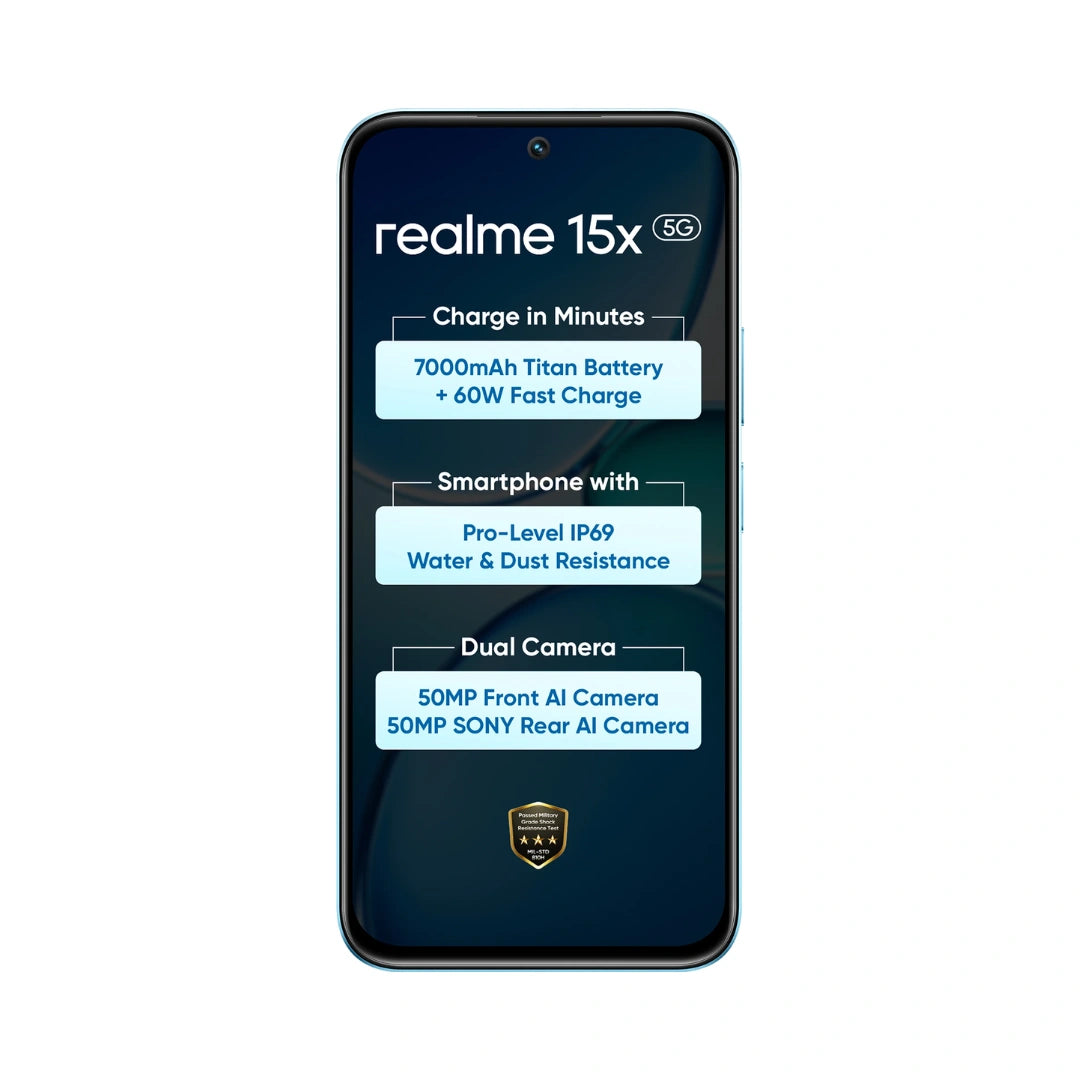 Realme 15X 5G Mobile phone | 6.8-inch Display | 7000mAh Battery|  80W Fast Charging | 50MP Main Camera | Mediatek Dimensity 6300