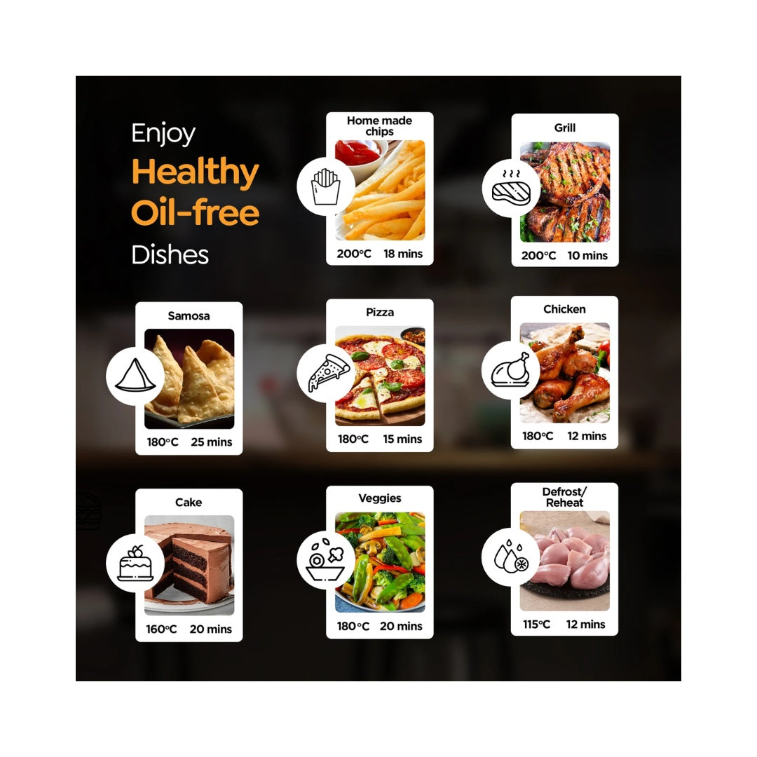 Prestige Nutrifry 4.5L Digital Air Fryer | Digital Touch Panel With Display | 8 Preset Cooking Modes | Smart Airflow Technology | Efficient Design | Safe & East To Clean