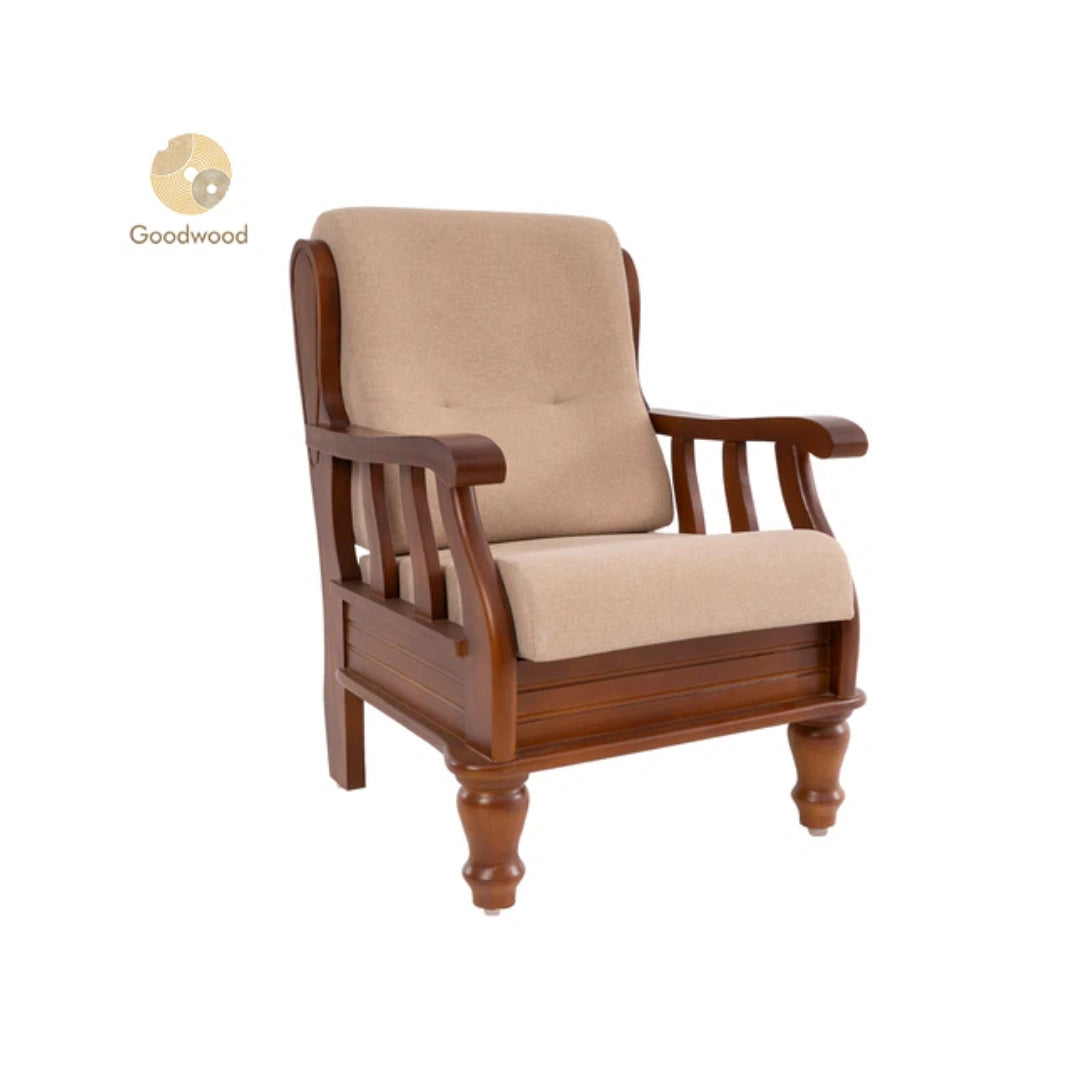 Goodwood JK-HIGH BACK 3+1+1 Sofa | Premium Fabric | Frame Material: Rubber Wood |