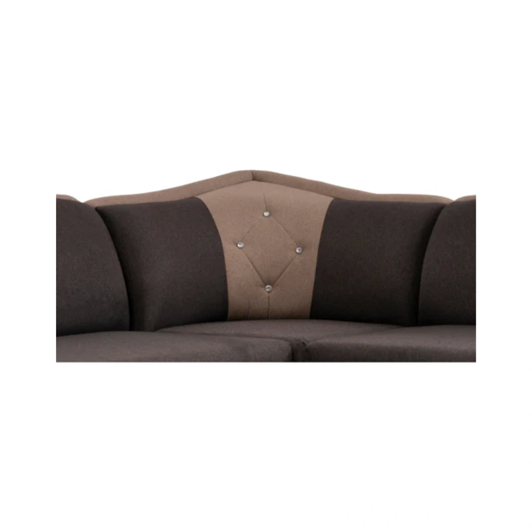 Chikkana Button Corner Sofa  | Rubber Wood |  Seating Capacity 2+1+1(Corner) |