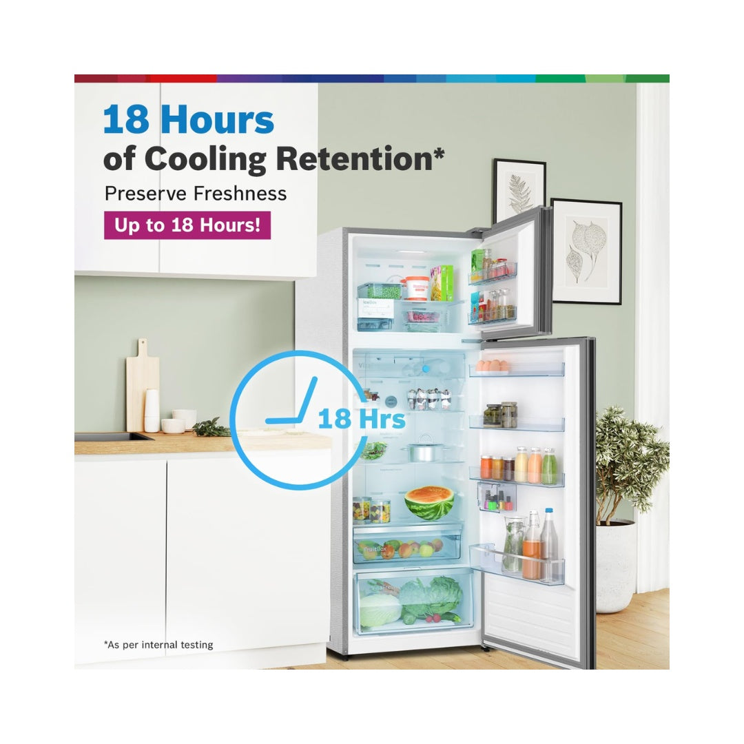 Bosch Convertible- XL Fridge 269L Refrigerator |  3 Star Energy Rating | Double Door Top Freezer |  Vario Inverter compressor