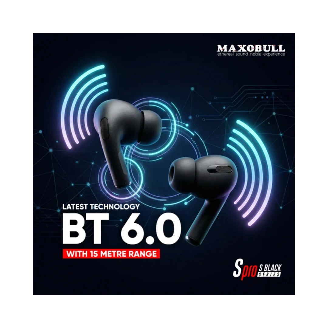 Maxobull SM Pro S Earbuds | 16mm Drivers for Enhanced and Immersive Sound | Bluetooth 6.0 With 15-Metre Wireless Range | IPX6.0 Water Resistant Protection