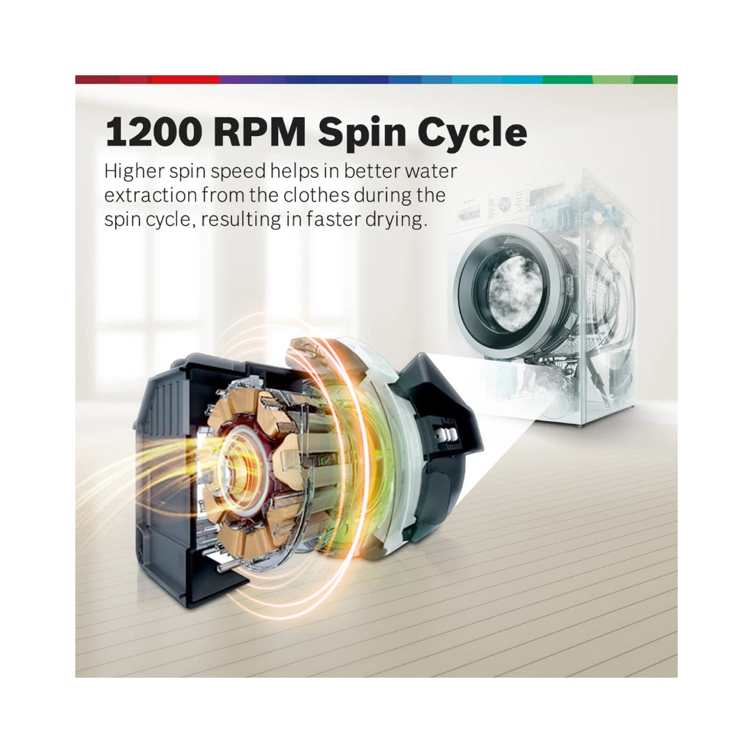 Bosch 10 Kg Washing Machine | Series 6 Front Loader 1200 RPM | Anti Wrinkle Feature | Iron Steam Assist