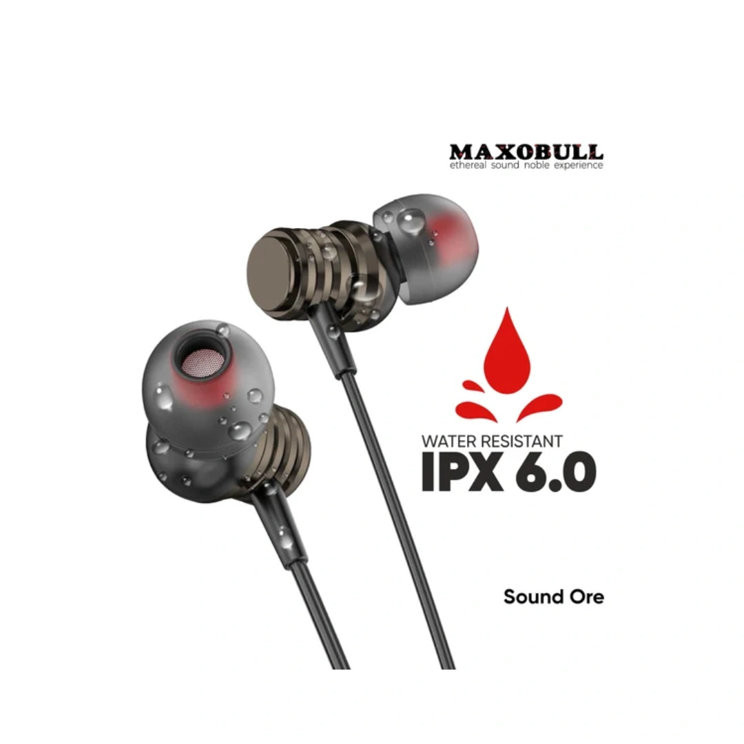 Maxobull Sound Ore Neckband | 15mm Drivers With Rich Bass + HD Mic For Clear Calls | 250mAh Up to 50 Hours Playback | IPX 6.0 WaterProof for Sweat Splash Protection