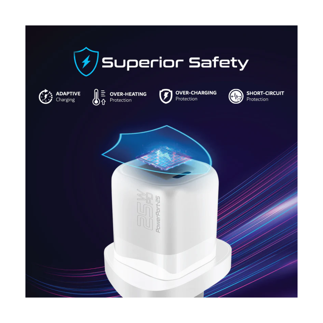 Promate 25W PD Adapter - Over-Heating Protection