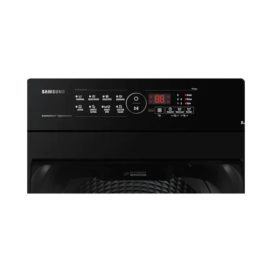 Samsung | 8Kg Fully Automatic Top Load Washing Machine | Ecobubble | Digital Inverter Motor | Rear Control Panel