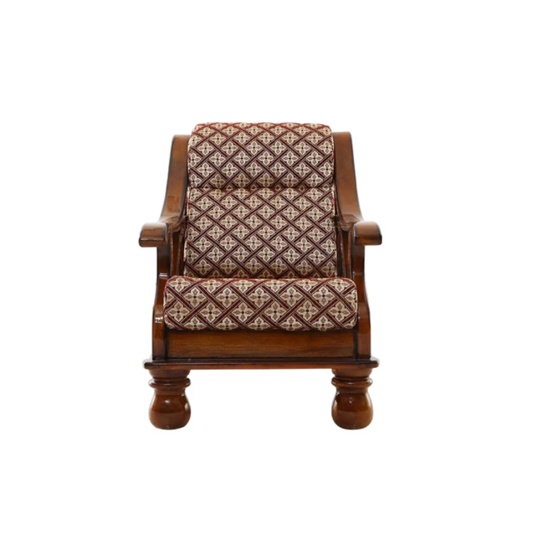Heritage Suriyan 3 + 1 + 1 Teakwood Sofa | Premium Fabric | Teak Wood |
