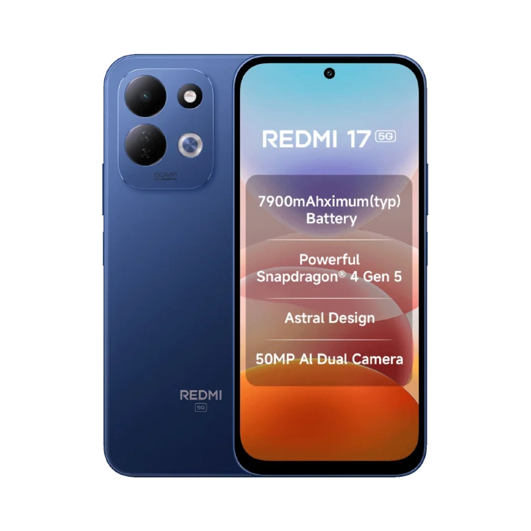 Redmi 17 5G | 6.9 inch Display | 120Hz Refresh Rate | Xiaomi Hyper OS 3 | Snapdragon® 4 Gen 5 Processor | 50MP Main Camera | 8MP Front Camera | 7900mAh Battery | 45W Turbo Charging