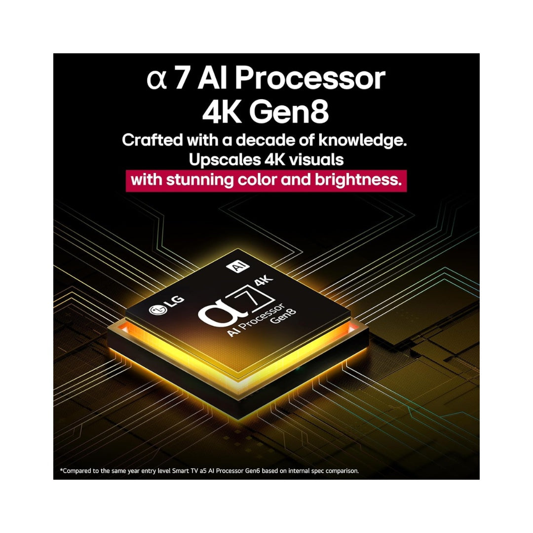 LG 109 cm (43 Inches) 4K UHD Smart TV | WebOS 24 | HDR10 Pro Support | α7 AI Processor 4K Gen8 Powerful Processor | AI Sound Pro |  Dolby Atmos