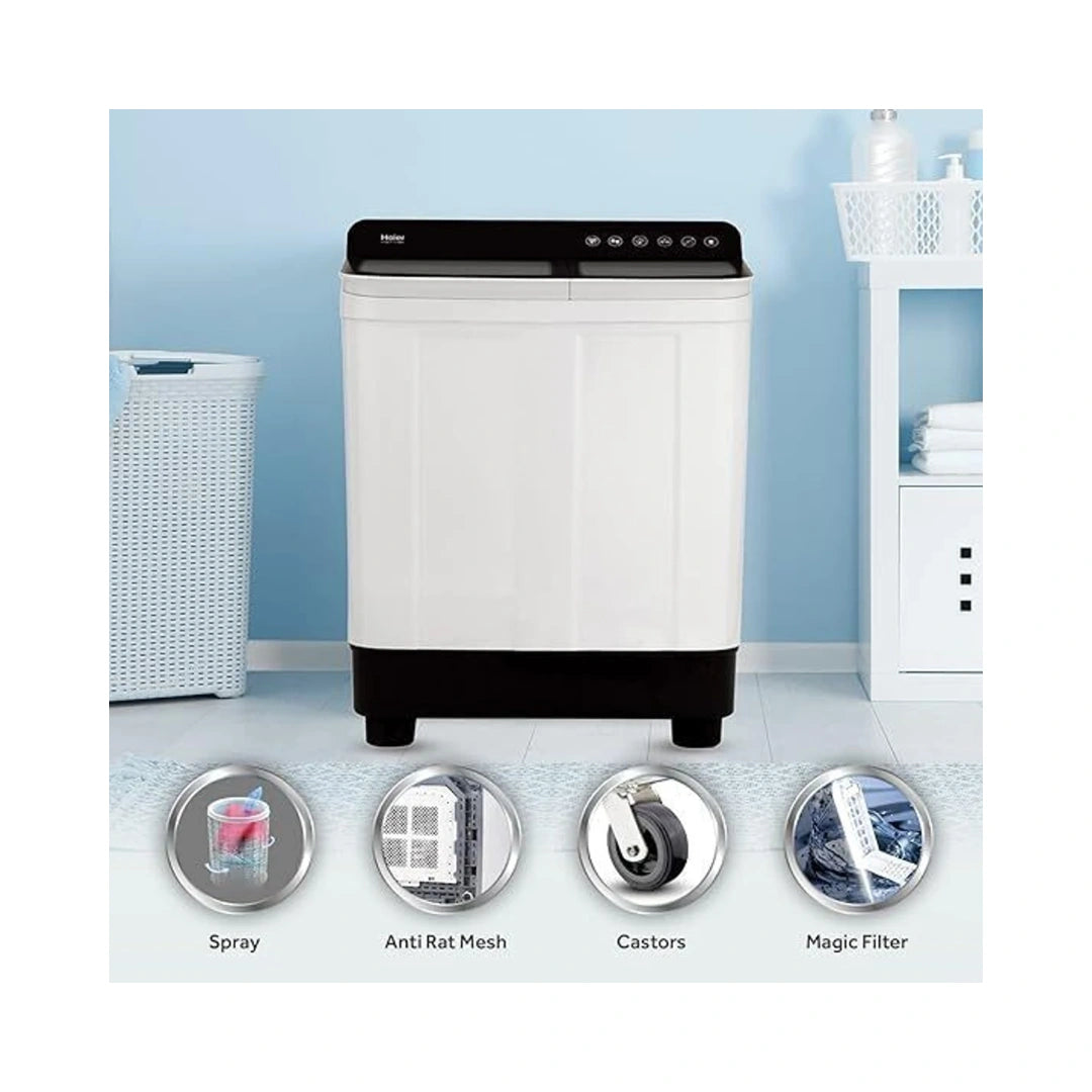 Haier 7 Kg 5 Star Voltex Pulsator Semi-Automatic Top Load Washing Machine | Low Water & Energy Consumption | Washing & Drying Functions