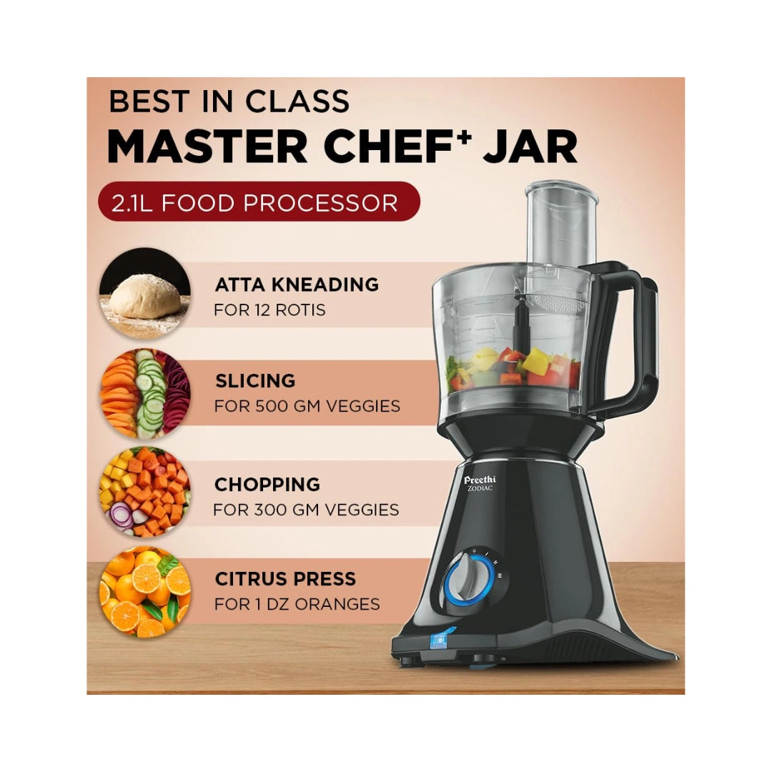 Preethi Zodiac MG 218 Mixer Grinder, 750W, 5 Jars |  Safety Indictor for Overload Protection
