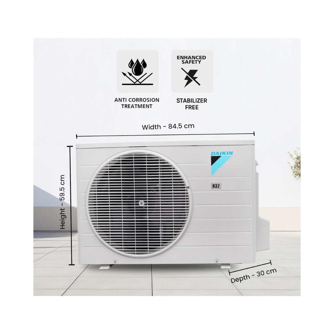 Daikin 1.5 Ton 2 Star, Fixed Speed Non-Inverters Split AC | Power Chill & Power Airflow Dual Flaps | DNNS Self Heal & Self Diagnosis | Energy-Efficient Performance