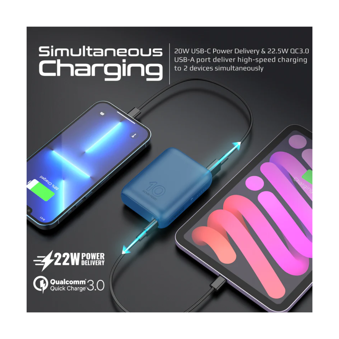 Promate 10000mAh Powerbank - Simultaneous Charging