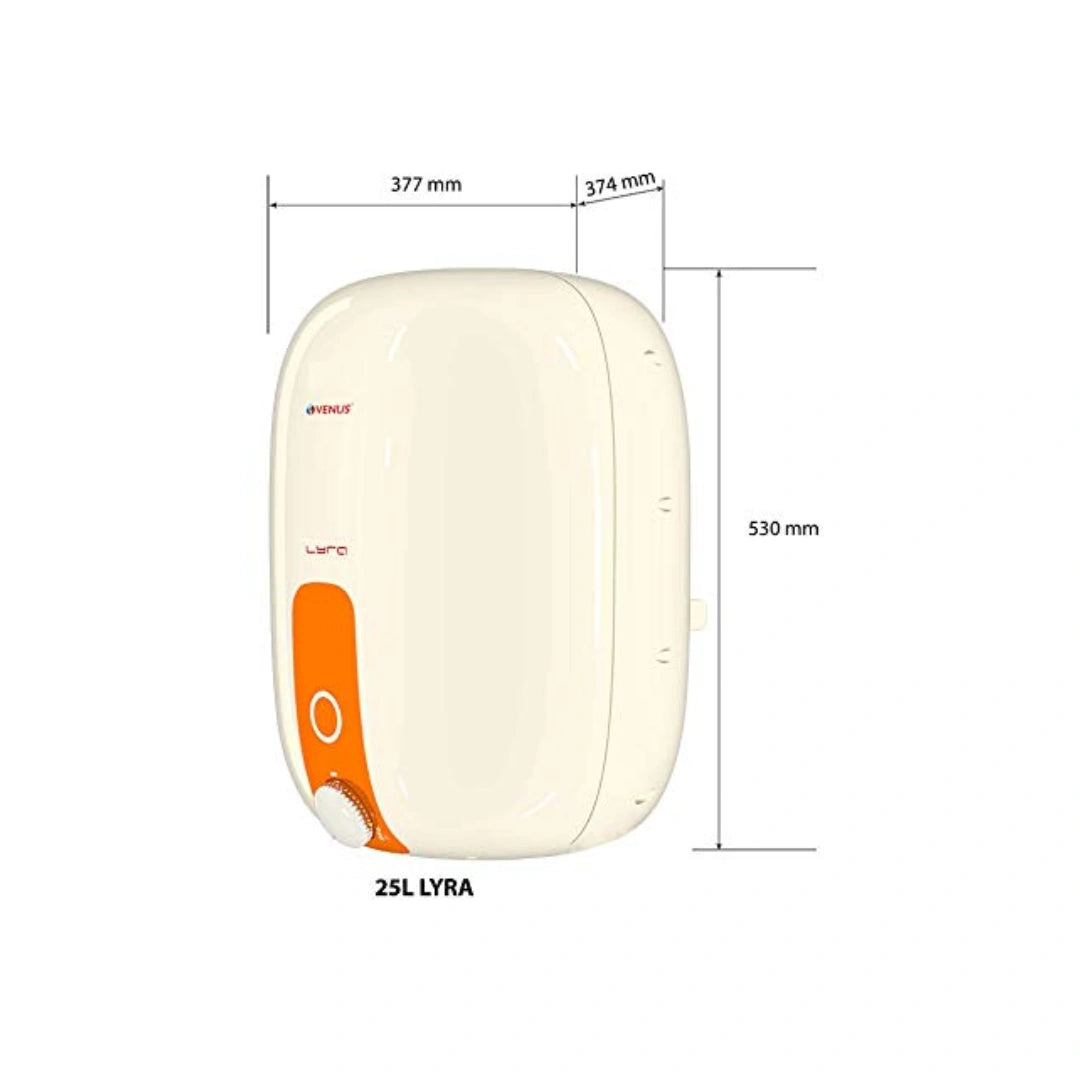 Venus Lyra 25 Litres Storage Water Heater | Storage Water Geyser | Heat Source Electricity | Wall Mount |  8 Bars Water Pressure Power |