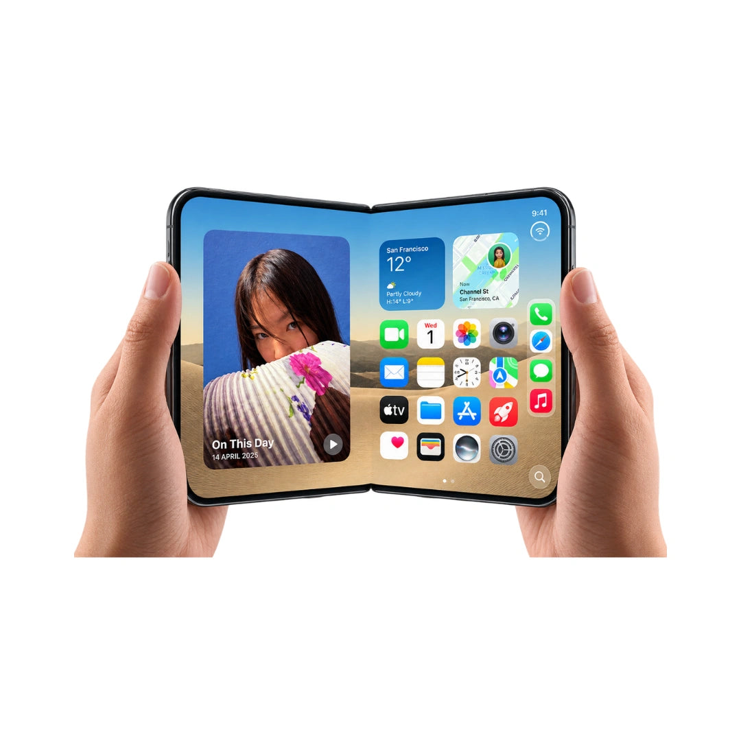 Apple iPhone Duo | (7.6″) Super Retina XDR Folding Display | A20 Pro Chip, Hexa-core | Apple GPU (7-core graphics) | 48MP Dual Camera | 12MP Front Camera | IP68 Splash, Water & Dust Resistance