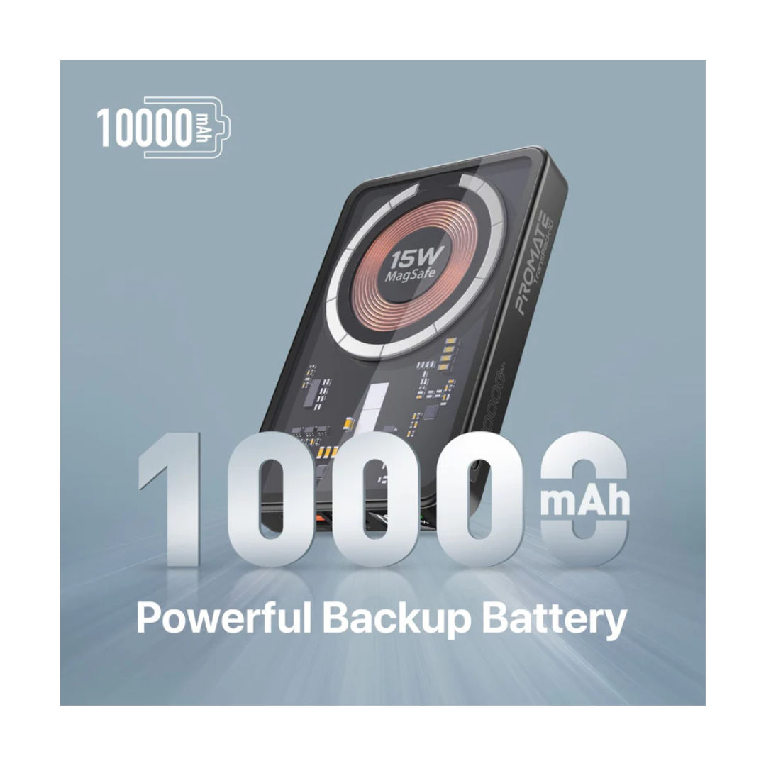 Promate TransPack-10 10000mAh - Wireless Powerbank - Powerful Battery Backup
