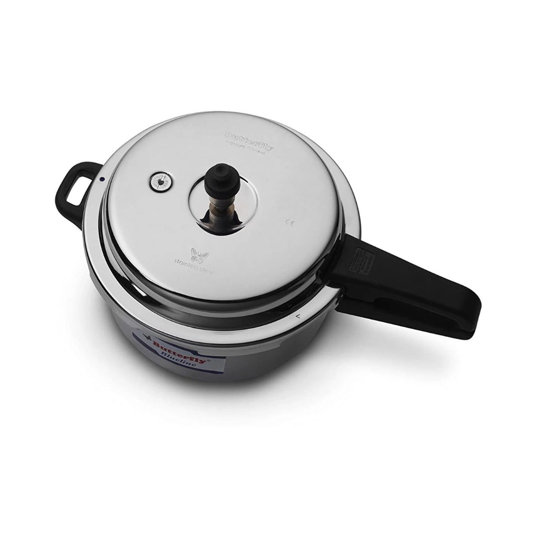 Butterfly BL-5L Blue Line Stainless Steel Outer Lid Pressure Cooker | Stainless steel pressure cooker with ATB | Gasket Release Vent (GRV) | Safety valve