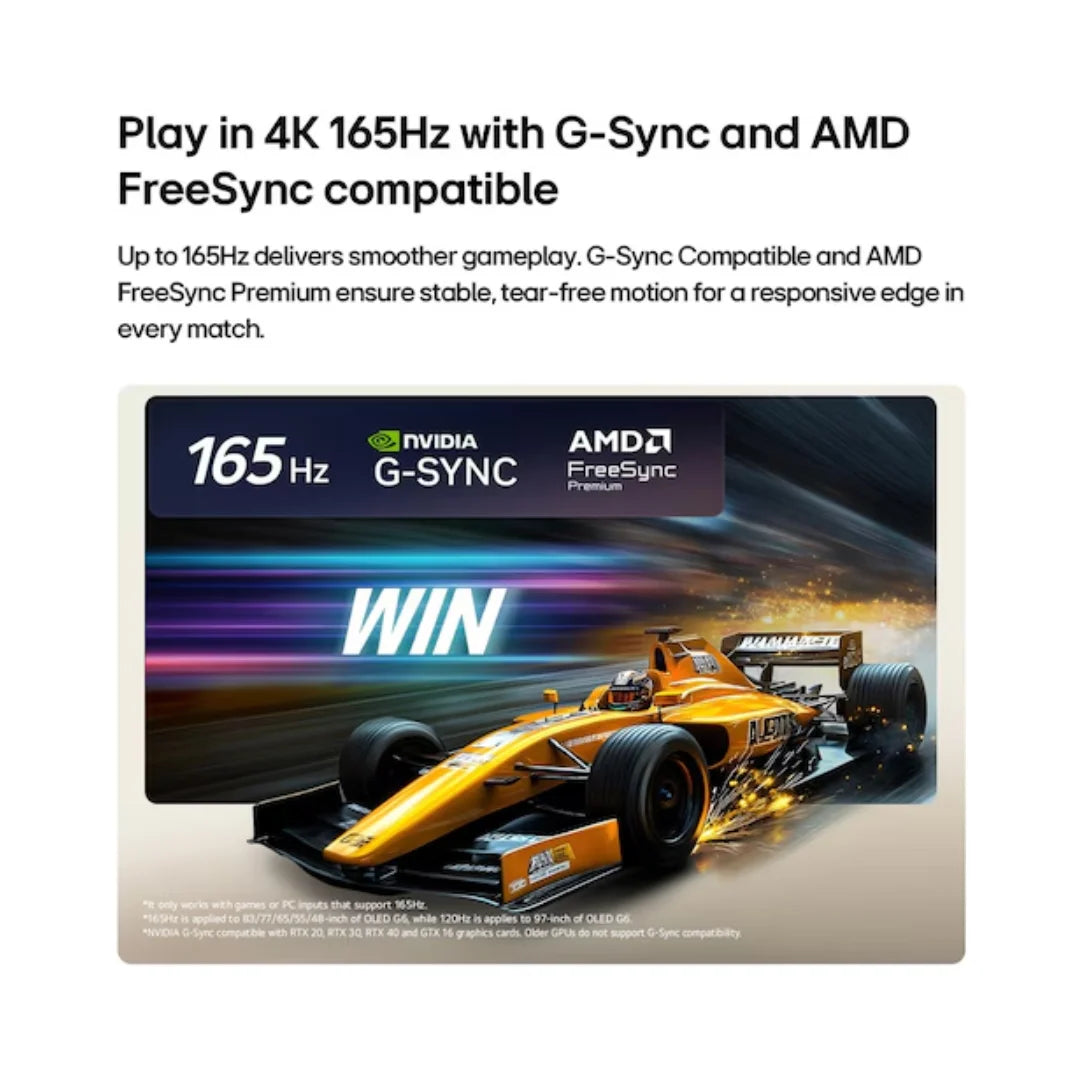 LG 65 inch OLED65G6PLA.ATR | 4K OLED Display | 120Hz Refresh Rate | Alpha 11 AI Processor 4K Gen3 with Dual AI Engine | Dolby Vision HDR Support | webOS 26 | Alpha 11 AI Sound Pro