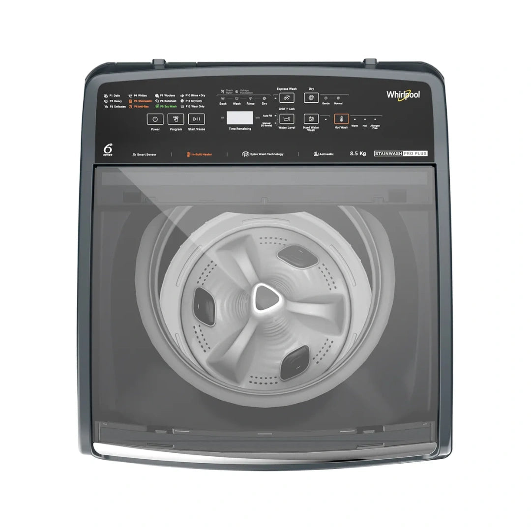 Whirlpool Stain wash Pro Plus 8.5kg 5 Star Top Load Washing Machine | Remove Up to 40 Tough Stains | Zero Pressure Fill Technology | Spiro Wash Action