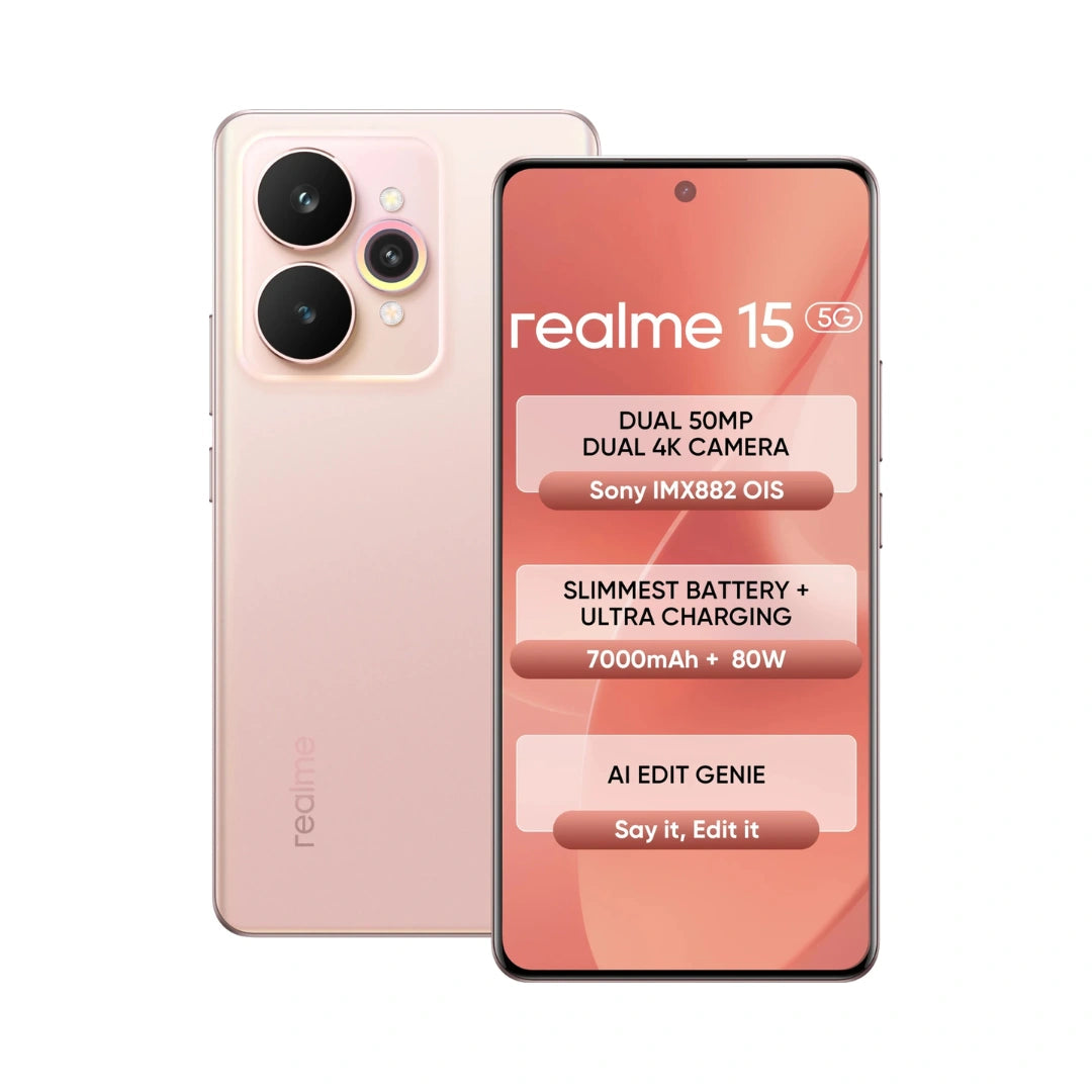 Realme 15 | OLED Display | Dimensitry 7300 | 50MP Rear Camera | 50MP Front Camera | 7000 mAH Battery |